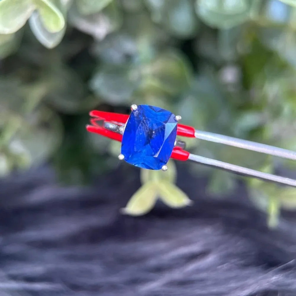 ️925 Sterling Silver Navy Blue Color Stone‎ Ring